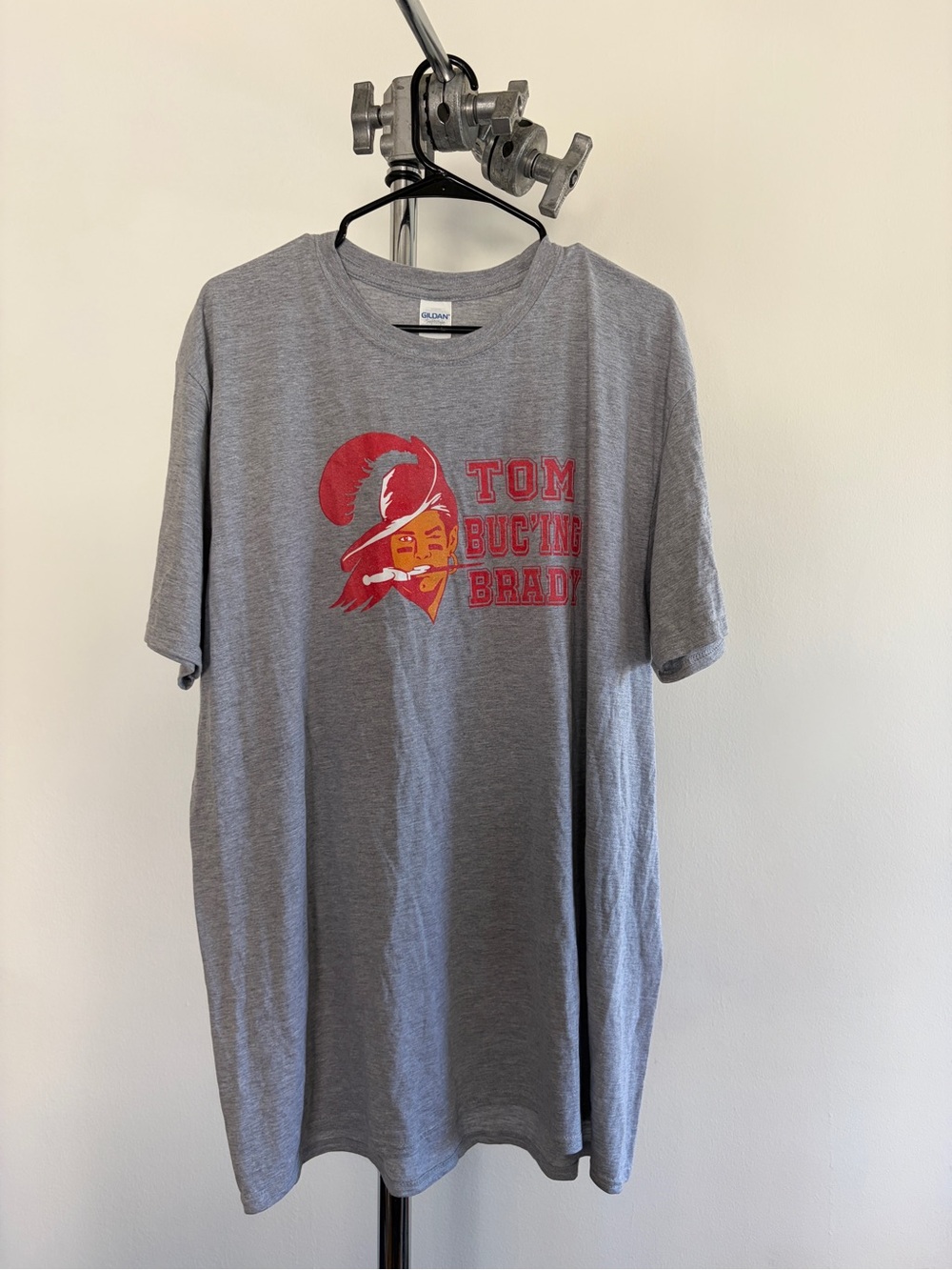 Gildan Gray Short Sleeve Tee with Red Graphic